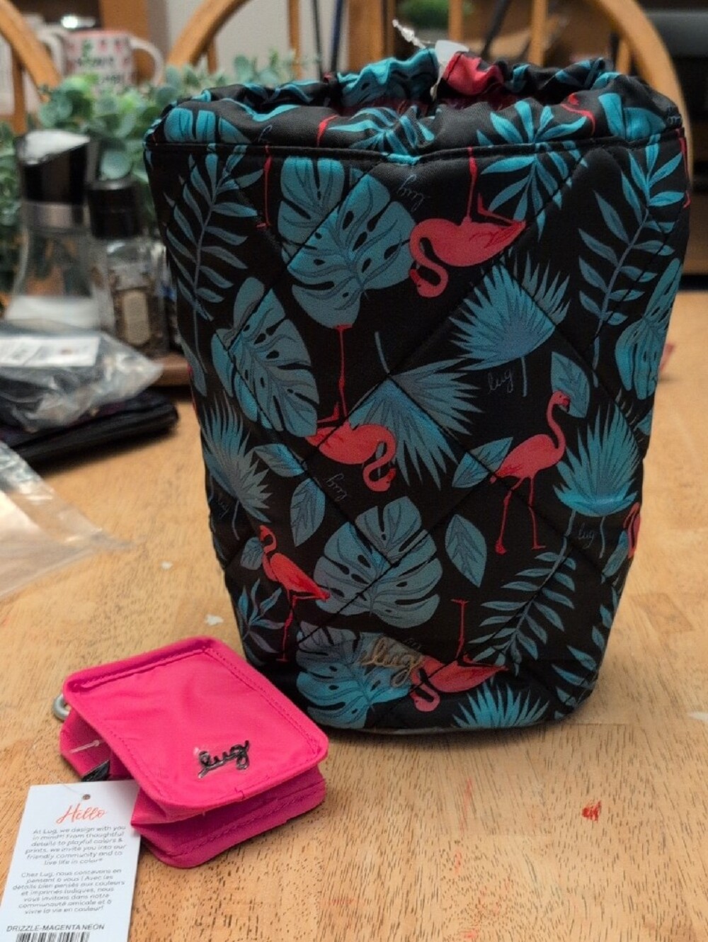 lug Flamingo Black Tumbler and Magenta Neon Drizzle Bag Charm/Pouch